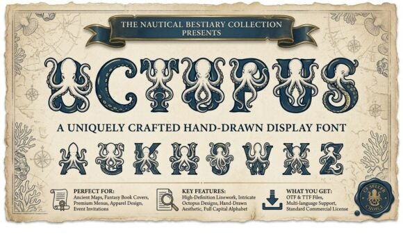 Octopus Nautical Font for Editorial Design